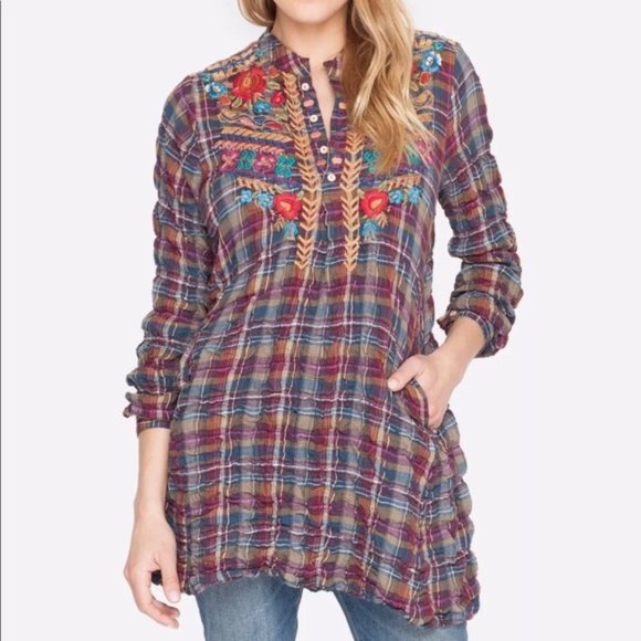Johnny Was Tops - JOHNNY WAS 3JW FREDERIQUE TRAPEZE TUNIC*EUC*